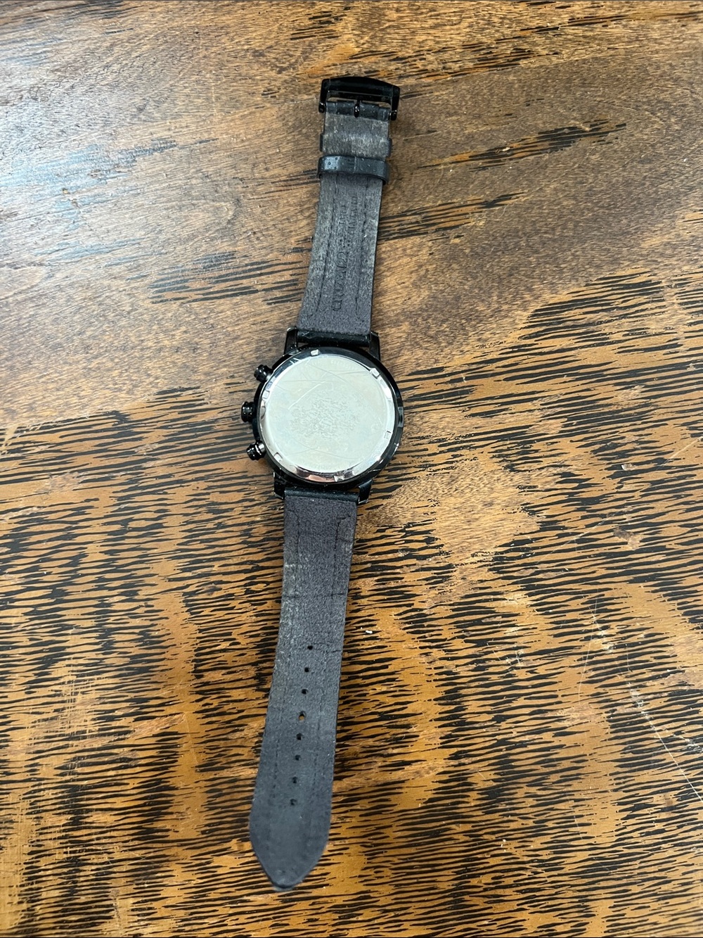 Citizen eco drive black solar powered watch black face & black leather strap - Picture 4 of 7